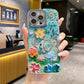 For iPhone 16ProMax 16 15 14 13 12 11 Phone Case with Diamond Camera Kickstand, Dolphin Whale Panda Elephant Snake Animal, Oil Painting Camera Frame Anti-drop Hard Shockproof Full Cover