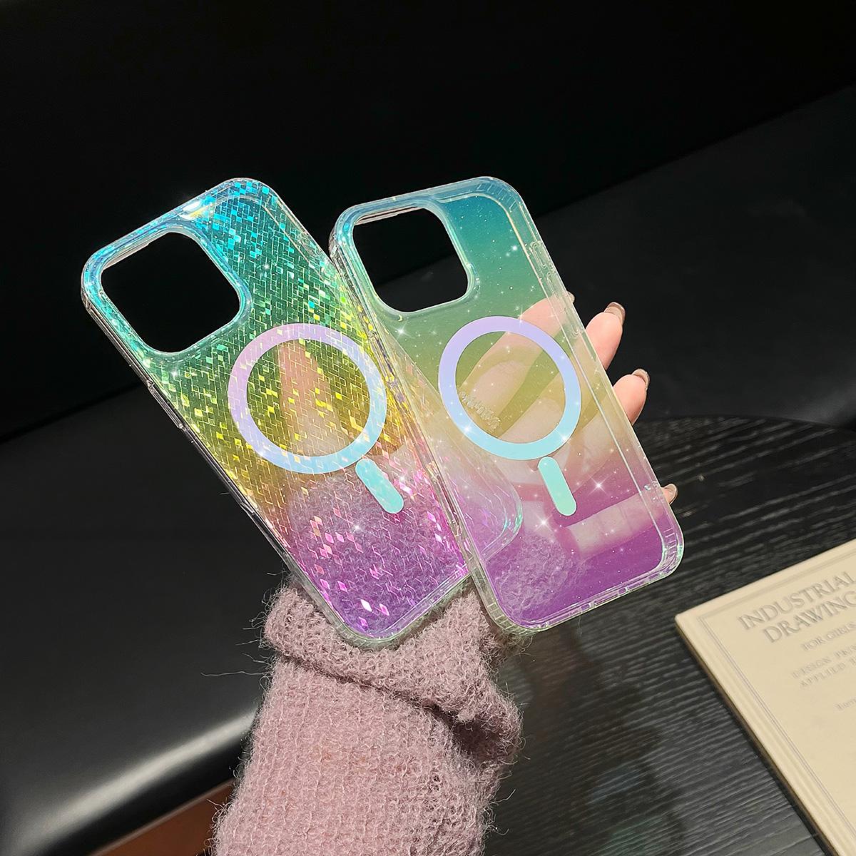 Dazzling Shining Magnetic Phone Case for Samsung S25 S24 S23 S22 Ultra Plus FE Luxury Glitter Clear Magnetic Phone Case For Girls