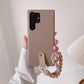 Luxury Wrist Strap Soft Leather Phone Case For Samsung S25 S24 S23 S22 S21 A15 A25 A35 A55 Solid Color Cover