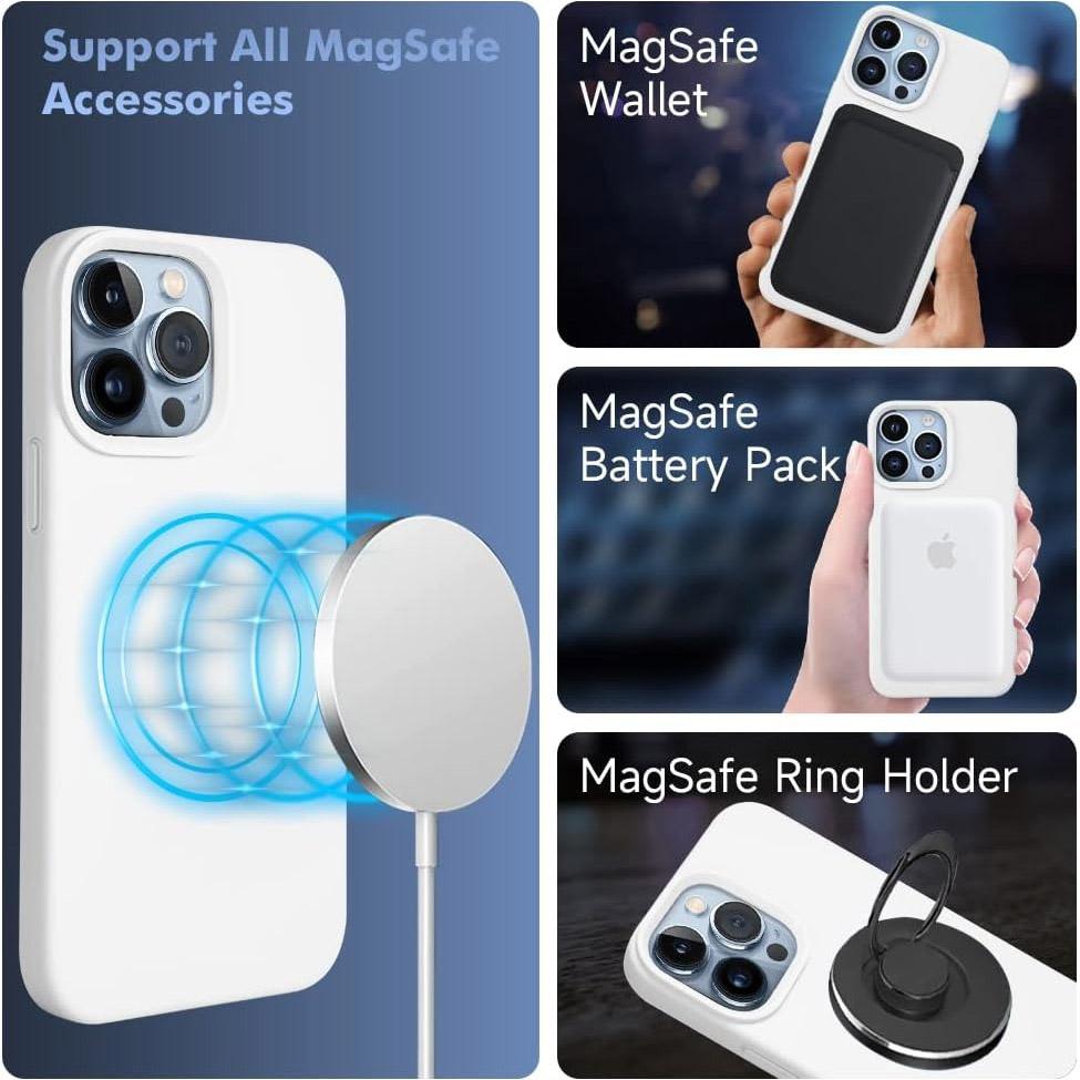 Strong Magnetic Liquid Silicone Antislip Phone Case for iPhone 16 15 14 13 12 Pro Max for MagSafe, Skin-friendly Shockproof Full Cover with Microfiber Lining