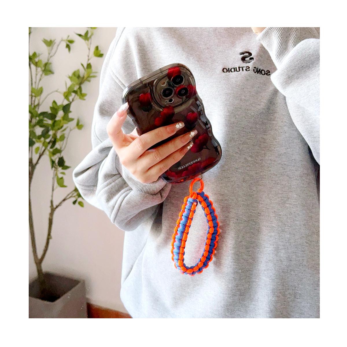 Braided Rope Keychain Wrist Rope with Colorful Pad Phone Case Anti-lost Rope Strap Key Ring Tactical Survival Tool Backpack Buckle