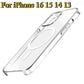 Transparent Hard PC Phone Case For iPhone 16 15 14 13 12 11 Pro Max Clear Crystal Magnetic Back Cover