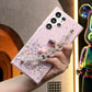Glitter Star Sequin With Diamond Chain Phone Case For Samsung S25 S24 S23 S22 S21 Note20 A15 A25 A35 A55 Clear Soft TPU Back Cover