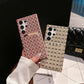 For Samsung S25Ultra S24 S23 S22 Phone Case, Gradient Grid Mosaic Wallet Woven Pattern Fabrics Card Slot Shockproof Hard Full Cover