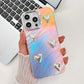 For iPhone 16ProMax 16 15 14 13 Phone Case, Electroplating Laser Love Heart Pattern Acrylic Slim, Camera Protection Non-Yellowing Hard Cover