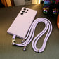 Silicone Matte Phone Case With Woven Lanyard For SamsungS25 S25Plus S25Ultra S24 S24FE S24Plus S24Ultra Camera Protect Soft Cover