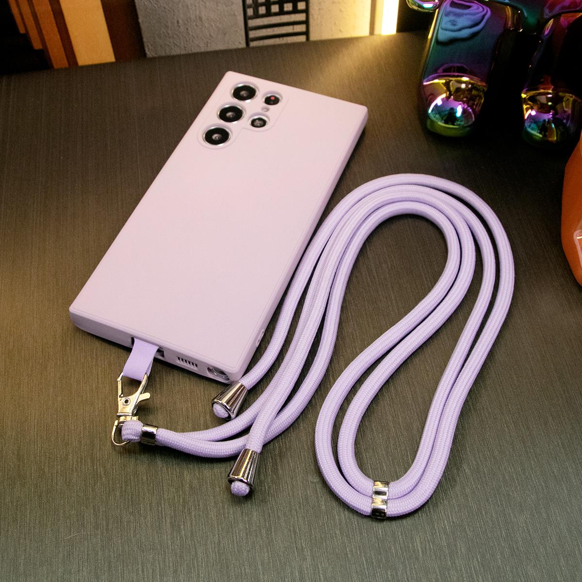 Silicone Matte Phone Case With Woven Lanyard For Samsung S25 S24 S23 S22 Camera Protect Soft Cover