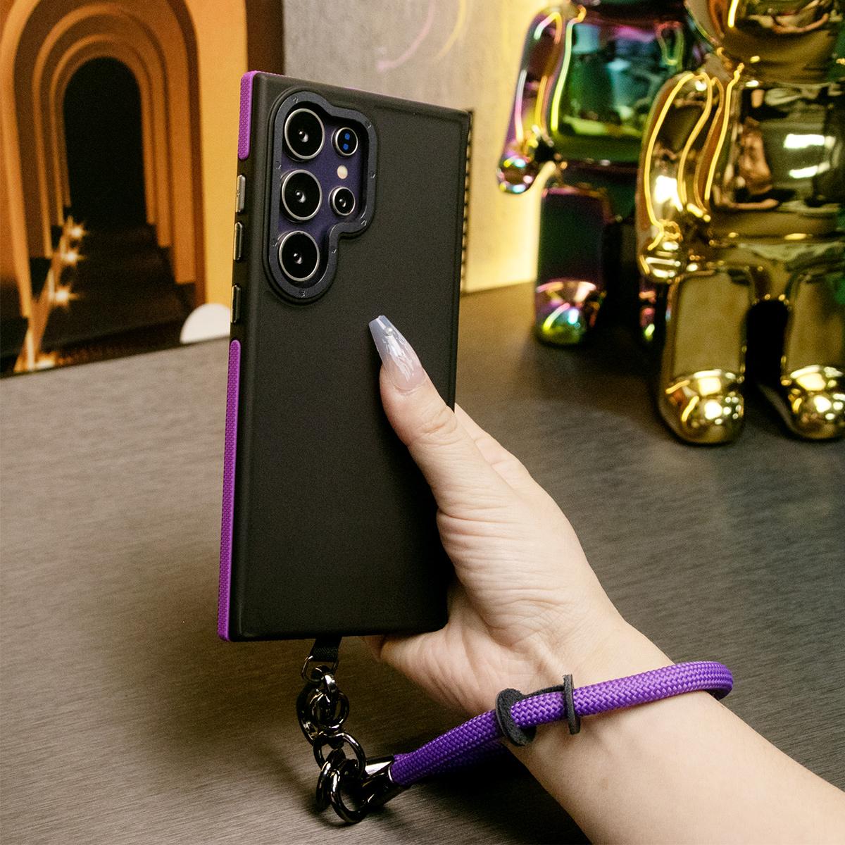 For Samsung S25Ultra S24 S23FE A15 A14 A25 A24 A34 A35 A54 A55 Phone Case, Metal Camera Protection, With Multifunctional Wristband, Elegant Matte Camera Frame Shockproof Bumper Hard Full Cover