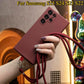 Silicone Matte Phone Case With Woven Lanyard For Samsung S25 S24 S23 S22 Camera Protect Soft Cover