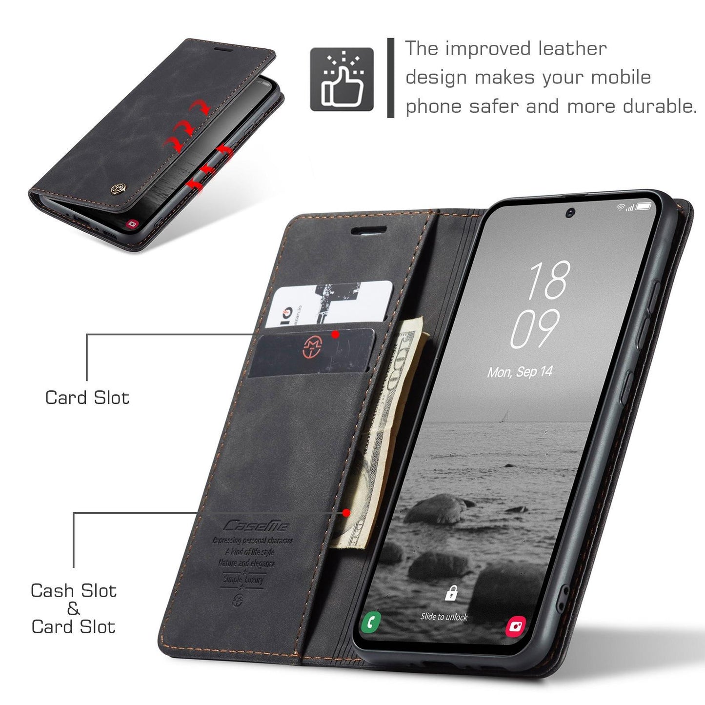 For Samsung A14 A15 A16 A24 A25 A26 A34 A35 A36 A53 A54 A55 A56 Case With Card Holder, Matte Wallet Case For Women Men, Durable Faux Leather Kickstand Magnetic Clasp Shockproof Phone Case