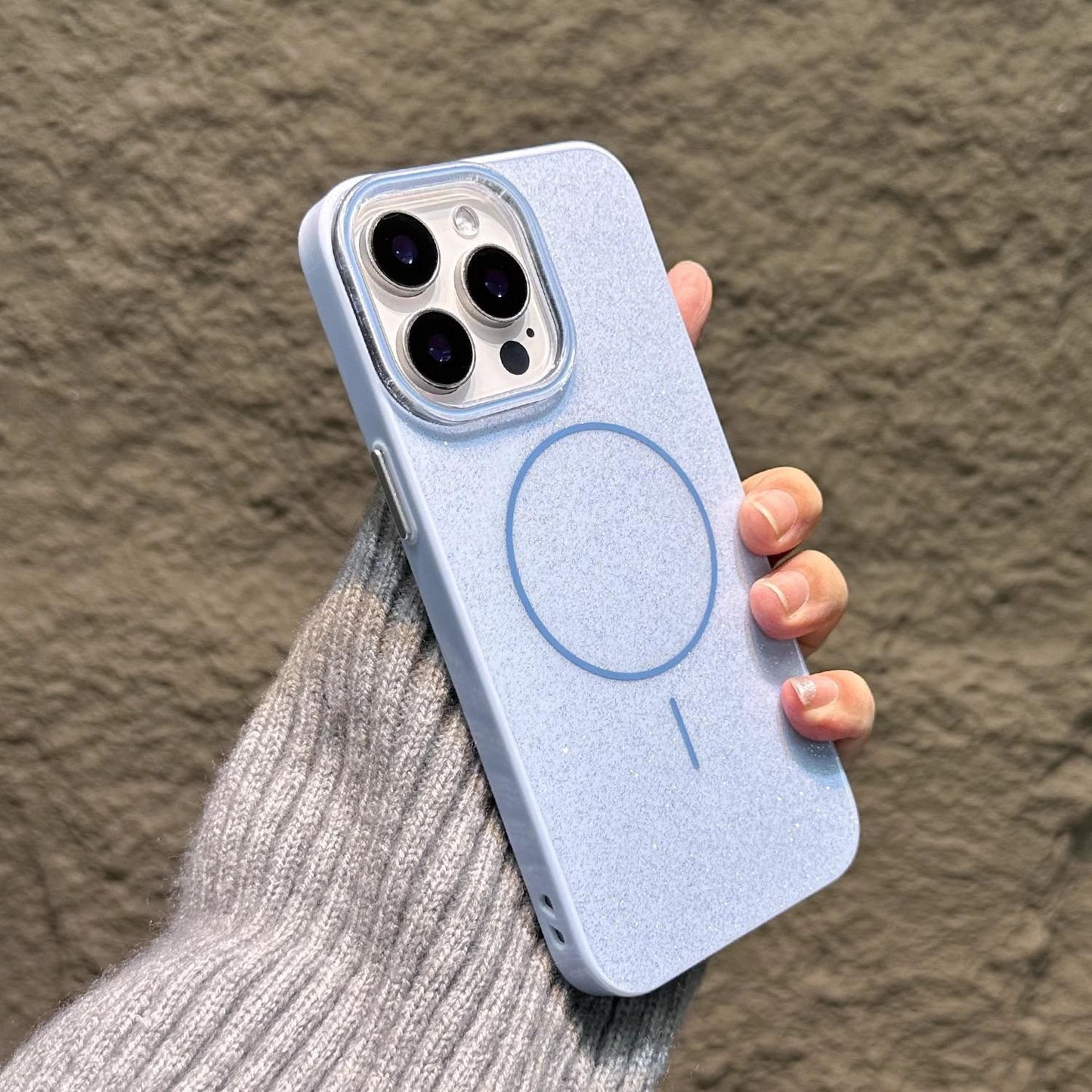 Glitter Thin Ring Magnetic PC Slim Phone Case For iPhone 16ProMax 15 14 13 12 11 Shockproof Hard Full Cover