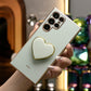 Plating Love Heart Pop Stand Phone Case For Samsung S25 S24 S23 S22 S21 Note20