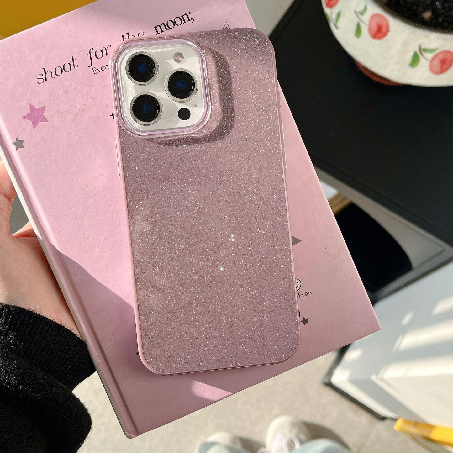 Glitter PC Slim Phone Case For iPhone 16ProMax 15 14 13 12 11 Shockproof Hard Full Cover