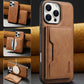 For iPhone 16ProMax 16 15 14 13 12 Leather Phone Case with Strong Magnetic Double Folding Wallet, Anti-Fall Card Bag Kickstand for Magsafe Shockproof Business Hard Full Cover