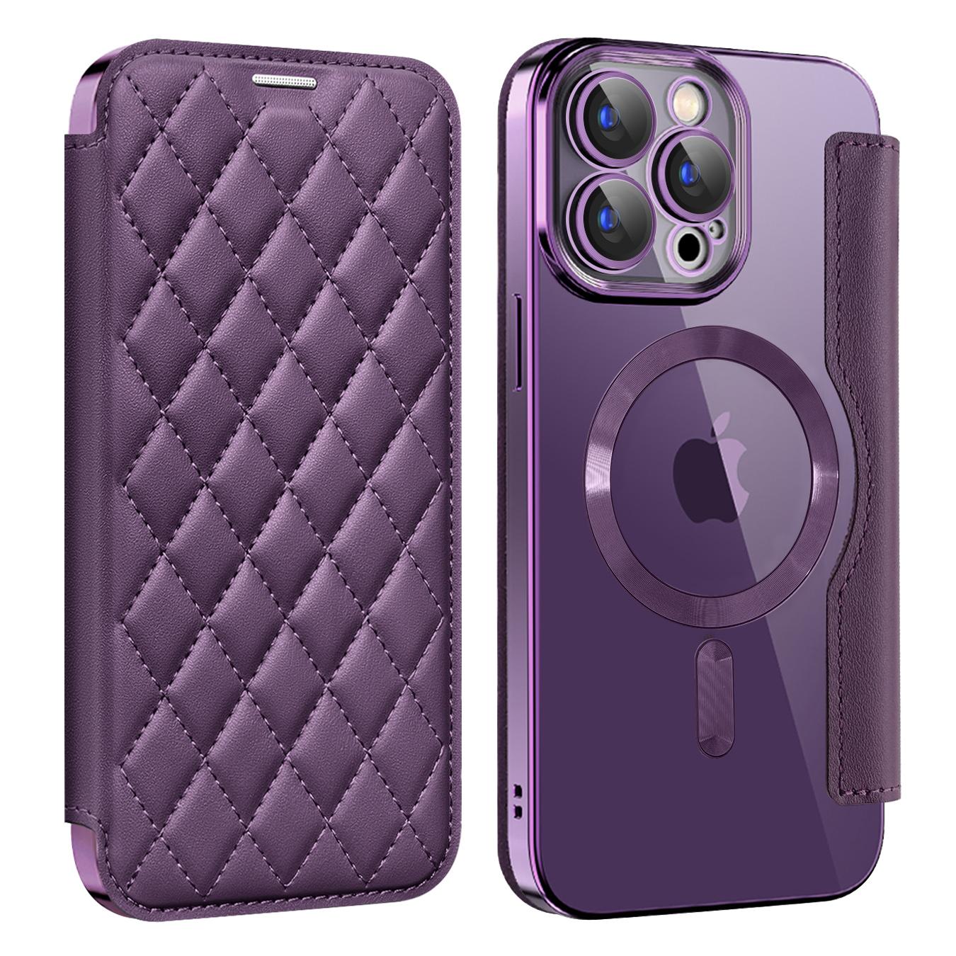 For iPhone 16 15 14 13 12 11 Pro Max Phone Case, Luxury Magnetic Suction Flip Business Wallet Card Slot Leather for Magsafe With Lens Film Anti-Fall Full Cover