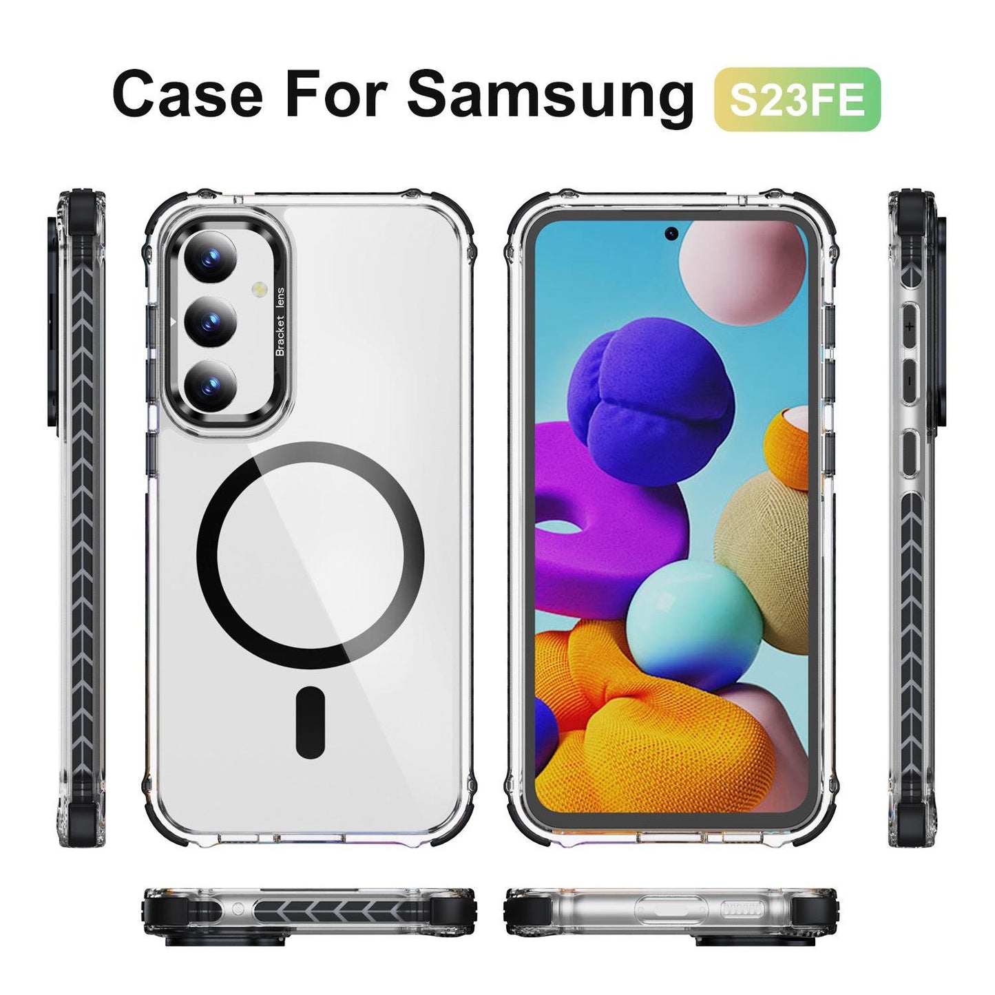 HD Transparent Anti-Dust Four Corner Anti-Fall Bumper Shockproof Strong Magnetic Phone Case With Metal Camera Kickstand for Samsung S25Ultra S24 S23FE S23 A14 A15 A25 A35 A54 A55