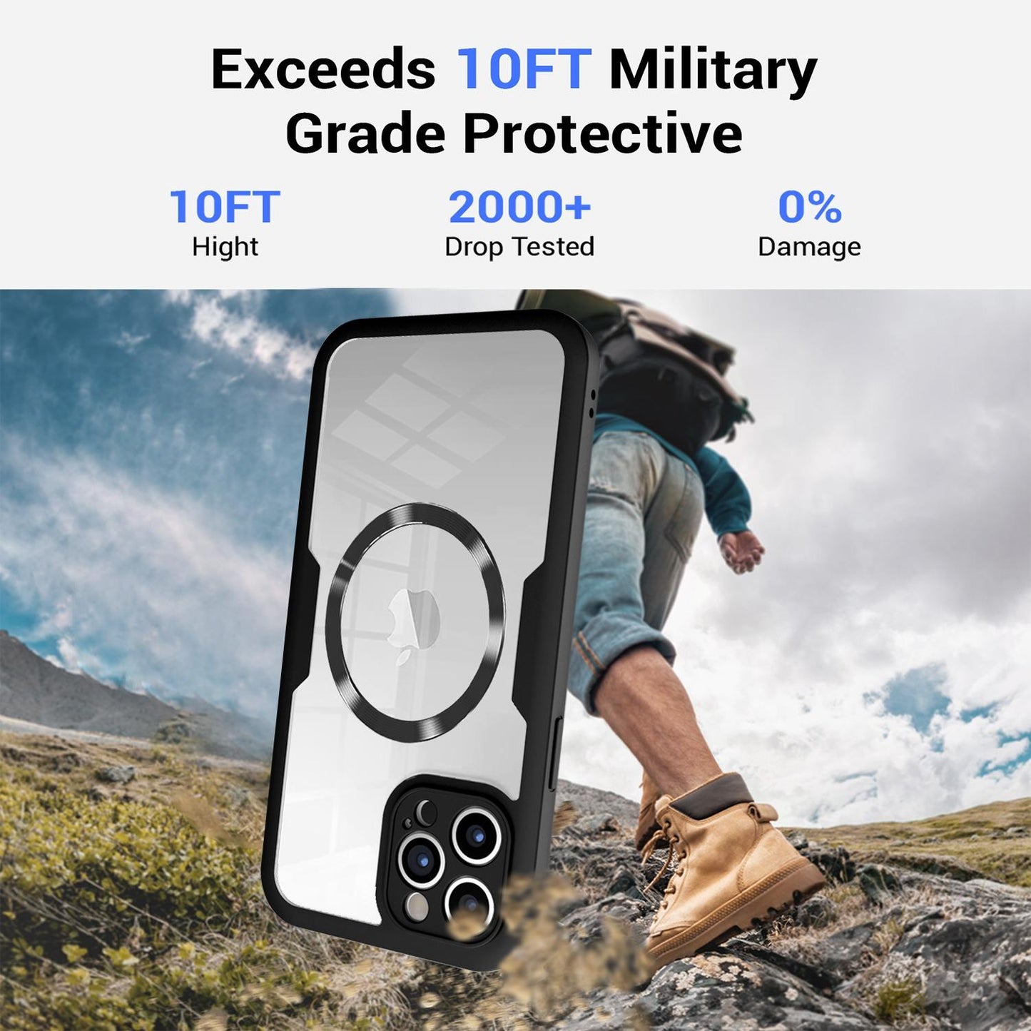 For iPhone 16E 16ProMax 16 15 14 13 Strong Magnetic Phone Case, Double Side 360 Full Protection, HD PET Screen Protector Acrylic Shockproof Hand Feel Hard Full Cover