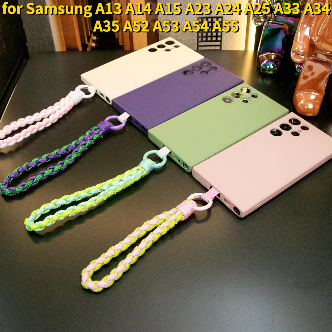 Silicone Matte Phone Case with Braided Rope Bracelet for Samsung A14 A15 A16 A24 A25 A35 A36 A53 A54 A55 Note20