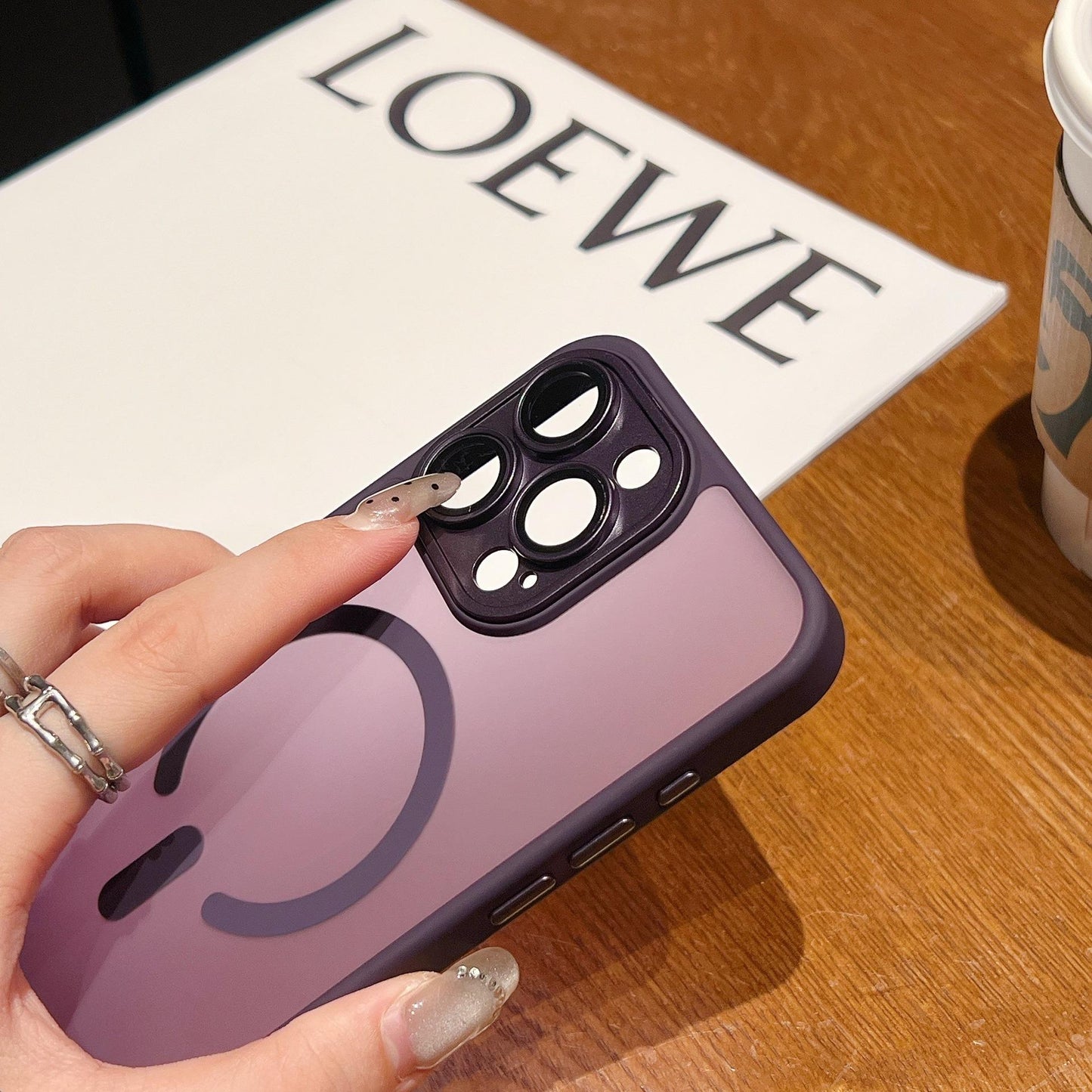 Matte Acrylic Transparent Magnetic Len Protection Shockproof Phone Case For iPhone 16ProMax 15 14 13 12 Not Yellowing Clear Hard Full Cover